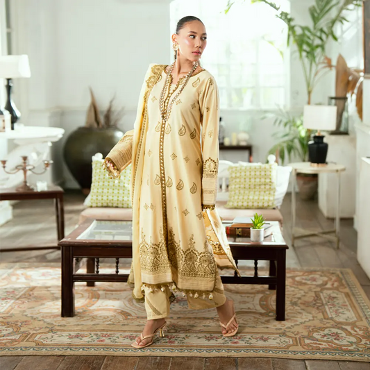 REGALIA GULKARI CHIKANKARI UNSTICHED 2025 DESIGN  09