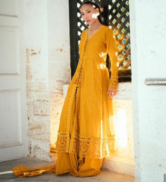 REGALIA GULKARI CHIKANKARI UNSTICHED 2025 DESIGN  09