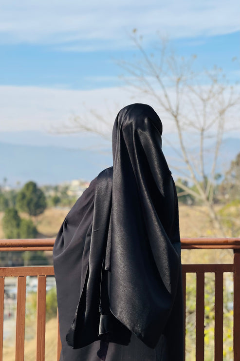 Black Silken Hijab
