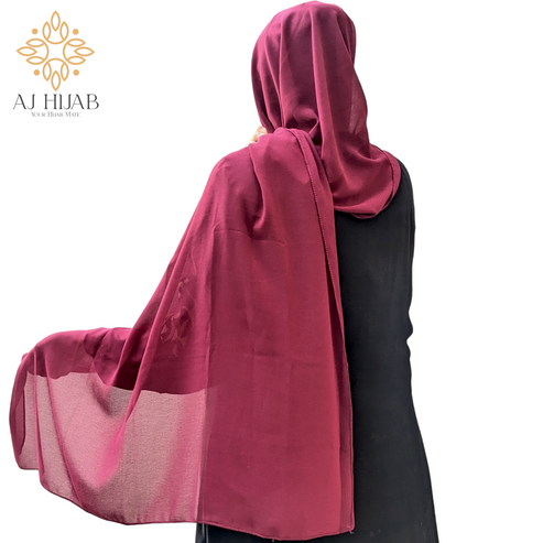 MAHROON Georgette Hijab + Watch + Bracelet + Gift Sett